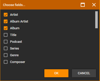 Choose fields window