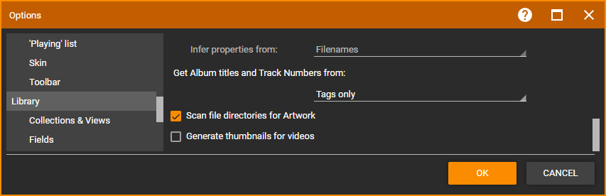 MediaMonkey Library Scan File Directories For Artwork setting