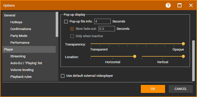 MediaMonkey 2024 Options Player, Default External Video Player
