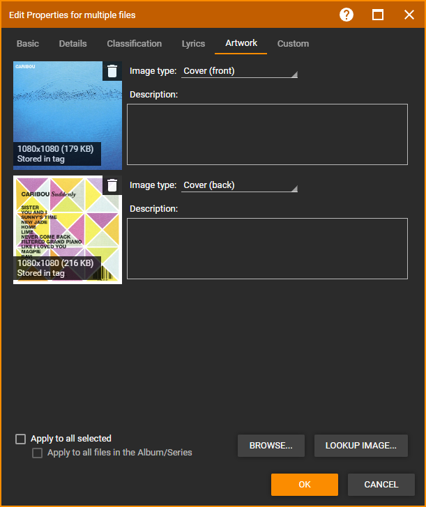 MediaMonkey Properties Artwork dialog