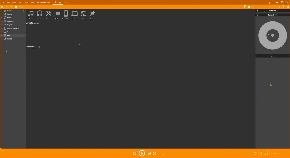 MediaMonkey window elements
