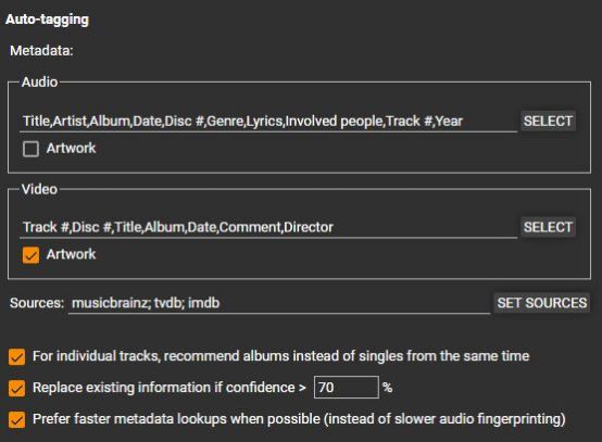 MediaMonkey Options Tags & Playlists Auto-Tag